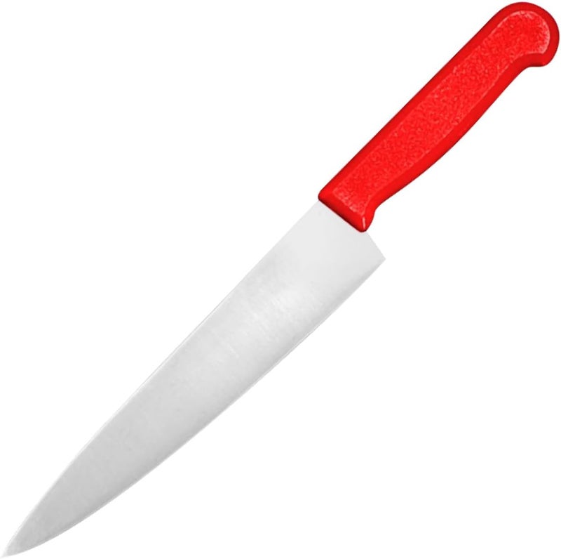 Kitchen Master 8 Inch Stainless Steel Professional Chef Knife with Red Handle - Image 1